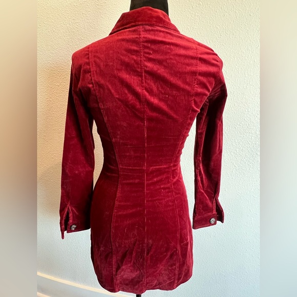 Zara TRF Burgundy Corduroy Button Up Dress - Picture 5 of 8